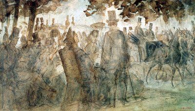 Carriages and Promenaders on the Avenue des Champs-Elysses by Constantin Guys